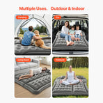 Car Air Mattress, Inflatable Car Camping Mattress, Flocking Thickened Travel Beds, Comfortable and Durable Portable Sleeping Pad with Air Pump, Nozzle, Carry Bag, Fits Most SUV MPV Sedan, Gray