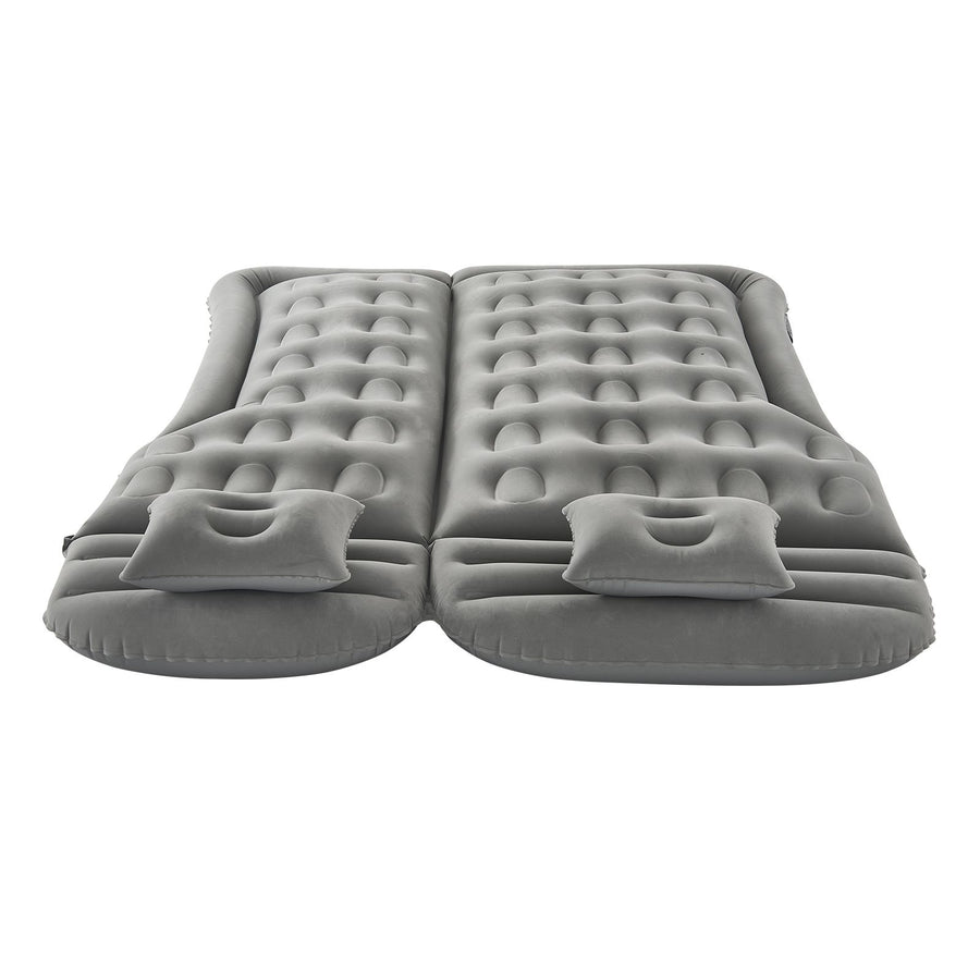 Car Air Mattress, Inflatable Car Camping Mattress, Flocking Thickened Travel Beds, Comfortable and Durable Portable Sleeping Pad with Air Pump, Nozzle, Carry Bag, Fits Most SUV MPV Sedan, Gray