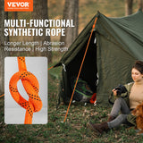 Double Braided Polyester Rope, 19 mm x 67.06 m, 24 Strands, 88.96kN Breaking Strength Outdoor Climbing Rope, Arborist Rigging Rope for Rock Hiking Camping Swing Rappelling Rescue, Orange/Black - Front View