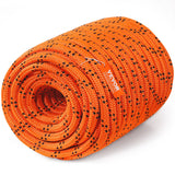 Double Braided Polyester Rope, 19 mm x 67.06 m, 24 Strands, 88.96kN Breaking Strength Outdoor Climbing Rope, Arborist Rigging Rope for Rock Hiking Camping Swing Rappelling Rescue, Orange/Black