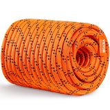 Double Braided Polyester Rope, 19 mm x 67.06 m, 24 Strands, 88.96kN Breaking Strength Outdoor Climbing Rope, Arborist Rigging Rope for Rock Hiking Camping Swing Rappelling Rescue, Orange/Black - Extra Image