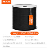 VEVOR Braided Nylon Rope, 5 mm x 304.8 m, 32 Strands, 3.20kN Breaking Strength Outdoor Climbing Rope, Arborist Tree Climbing Rigging Rope Ideal for