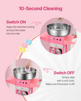 VEVOR Electric Cotton Candy Machine with Cart, 1000W Commercial Candy Floss Maker with 52cm in Stainless Steel Bowl, Sugar Scoop, and Drawer, Easy to Use, for Home, Kids Birthday, Family Party, Pink - Top-Down View