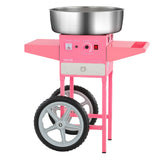 Electric Cotton Candy Machine with Cart, 1000W Commercial Candy Floss Maker with 52cm in Stainless Steel Bowl, Sugar Scoop, and Drawer, Easy to Use, for Home, Kids Birthday, Family Party, Pink
