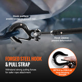 VEVOR Synthetic Winch Rope, 12.7 mm x 28 m, 142.3 kN, Synthetic Winch Line Cable Rope with Protective Sleeve + Forged Winch Hook + Pull Strap, Universal Fit for SUV, Large Off-Road Vehicle, Truck - Side View