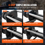 VEVOR Synthetic Winch Rope, 12.7 mm x 28 m, 142.3 kN, Synthetic Winch Line Cable Rope with Protective Sleeve + Forged Winch Hook + Pull Strap, Universal Fit for SUV, Large Off-Road Vehicle, Truck - 45-Degree Angle