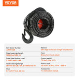 Synthetic Winch Rope, 12.7 mm x 28 m, 142.3 kN, Synthetic Winch Line Cable Rope with Protective Sleeve + Forged Winch Hook + Pull Strap, Universal Fit for SUV, Large Off-Road Vehicle, Truck
