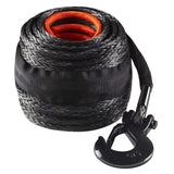 Synthetic Winch Rope, 12.7 mm x 28 m, 142.3 kN, Synthetic Winch Line Cable Rope with Protective Sleeve + Forged Winch Hook + Pull Strap, Universal Fit for SUV, Large Off-Road Vehicle, Truck