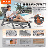 VEVOR Outdoor Chaise Lounge Chair 6 Positions Reclining Patio Bench Lounger Gray - Front View
