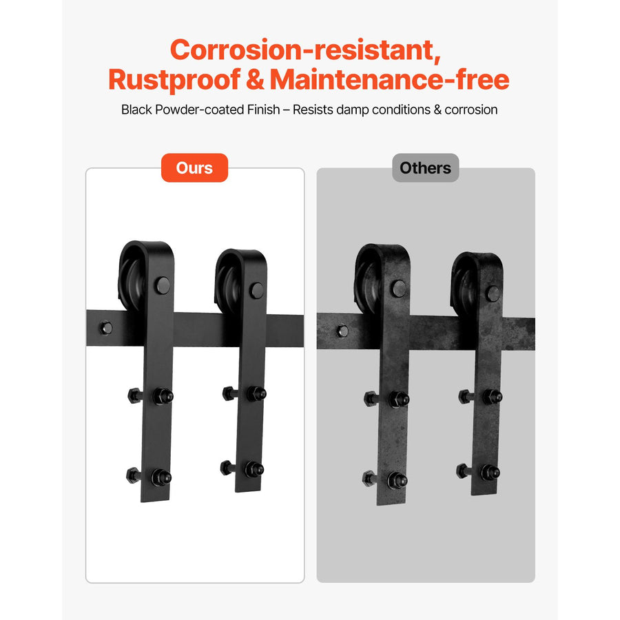 1830 mm Sliding Barn Door Hardware Kit for Single Sliding Barn Door Black