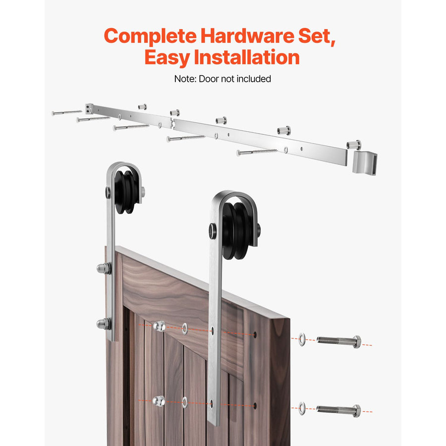 2000 mm Sliding Barn Door Hardware Kit for Single Sliding Barn Door Silver