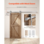 2000 mm Sliding Barn Door Hardware Kit for Single Sliding Barn Door Silver
