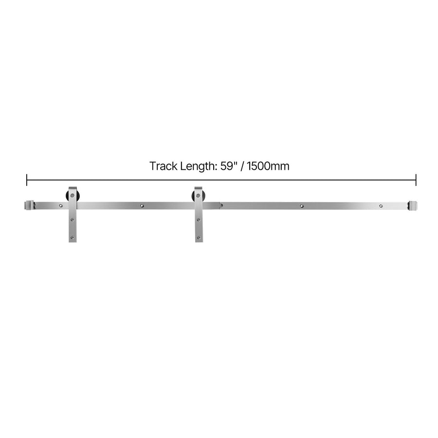 5FT Sliding Barn Door Hardware Kit, 330 LBS Weight Capacity, Compatible with 30 Inches Max Width & 1-3/8 to 1-3/4 Inches Thickness Single Sliding Barn Door, Durable Track & J-shape Roller Silver