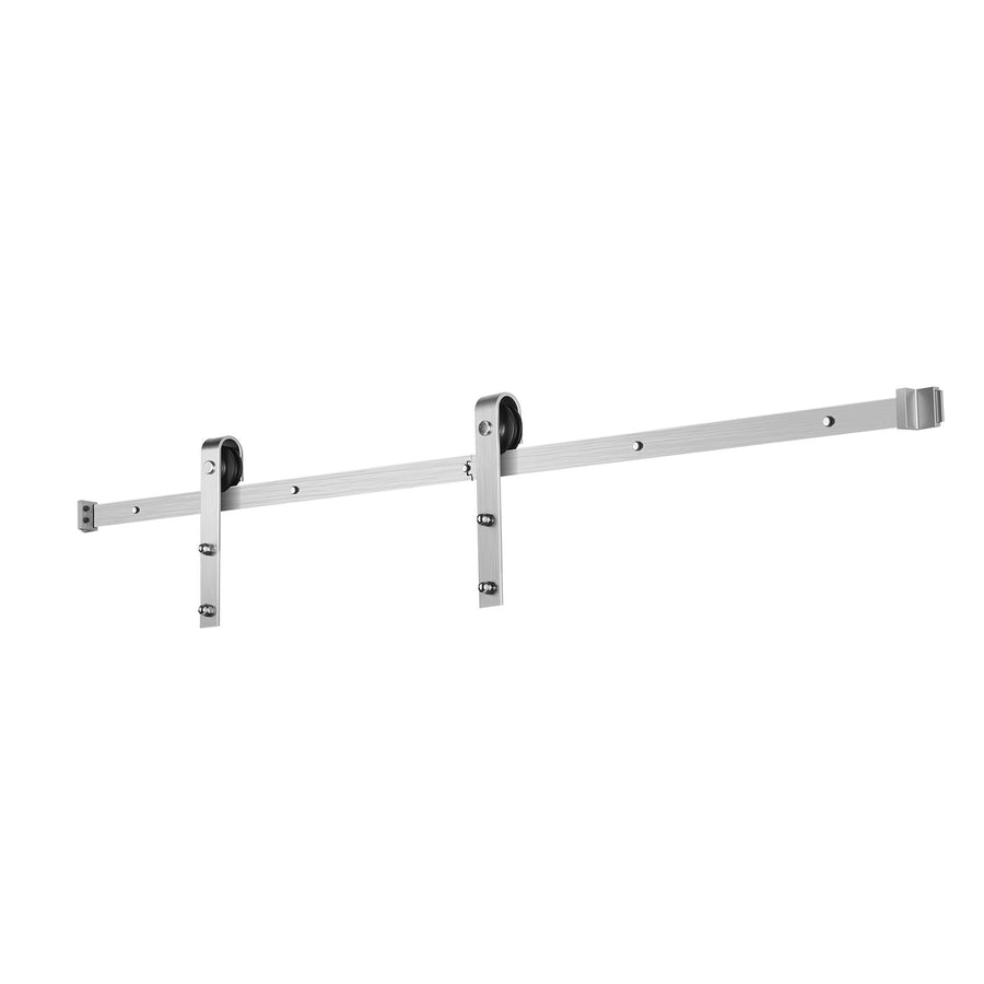 5FT Sliding Barn Door Hardware Kit, 330 LBS Weight Capacity, Compatible with 30 Inches Max Width & 1-3/8 to 1-3/4 Inches Thickness Single Sliding Barn Door, Durable Track & J-shape Roller Silver