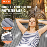 VEVOR Double Quilted Fabric Hammock, 12 FT Double Hammock with Hardwood Spreader Bars, 2 Person Quilted Hammock with Detachable Pillow and Chains for Camping Outdoor Patio Yard Beach, 480 lbs Capacity - Front View