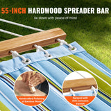 VEVOR Double Quilted Fabric Hammock, 12 FT Double Hammock with Hardwood Spreader Bars, 2 Person Quilted Hammock with Detachable Pillow and Chains for Camping Outdoor Patio Yard Beach, 480 lbs Capacity