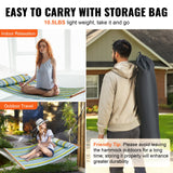 VEVOR Double Quilted Fabric Hammock, 12 FT Double Hammock with Hardwood Spreader Bars, 2 Person Quilted Hammock with Detachable Pillow and Chains for Camping Outdoor Patio Yard Beach, 480 lbs Capacity - Rear View