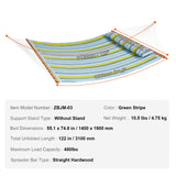 VEVOR Double Quilted Fabric Hammock, 12 FT Double Hammock with Hardwood Spreader Bars, 2 Person Quilted Hammock with Detachable Pillow and Chains for Camping Outdoor Patio Yard Beach, 480 lbs Capacity - Close-Up Angle