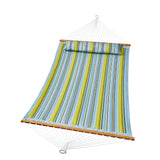VEVOR Double Quilted Fabric Hammock, 12 FT Double Hammock with Hardwood Spreader Bars, 2 Person Quilted Hammock with Detachable Pillow and Chains for Camping Outdoor Patio Yard Beach, 480 lbs Capacity - Extra Image