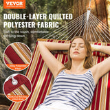 VEVOR Double Quilted Fabric Hammock, 12 FT Double Hammock with Hardwood Spreader Bars, 2 Person Quilted Hammock with Detachable Pillow and Chains for Camping Outdoor Patio Yard Beach, 480 lbs Capacity - Front View