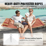 VEVOR Double Quilted Fabric Hammock, 12 FT Double Hammock with Hardwood Spreader Bars, 2 Person Quilted Hammock with Detachable Pillow and Chains for Camping Outdoor Patio Yard Beach, 480 lbs Capacity - Side View
