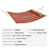VEVOR Double Quilted Fabric Hammock, 12 FT Double Hammock with Hardwood Spreader Bars, 2 Person Quilted Hammock with Detachable Pillow and Chains for Camping Outdoor Patio Yard Beach, 480 lbs Capacity - Close-Up Angle