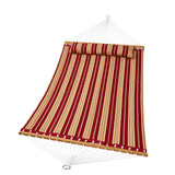 Double Quilted Fabric Hammock, 12 FT Double Hammock with Hardwood Spreader Bars, 2 Person Quilted Hammock with Detachable Pillow and Chains for Camping Outdoor Patio Yard Beach, 480 lbs Capacity - Extra Image