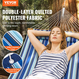 VEVOR Double Quilted Fabric Hammock, 12 FT Double Hammock with Hardwood Spreader Bars, 2 Person Quilted Hammock with Detachable Pillow and Chains for Camping Outdoor Patio Yard Beach, 480 lbs Capacity - Front View