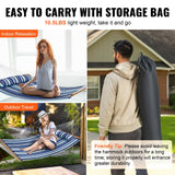 VEVOR Double Quilted Fabric Hammock, 12 FT Double Hammock with Hardwood Spreader Bars, 2 Person Quilted Hammock with Detachable Pillow and Chains for Camping Outdoor Patio Yard Beach, 480 lbs Capacity - Rear View