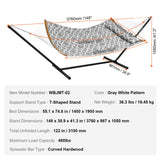 VEVOR Two Person Hammock with Stand Included, Double Hammock with Curved Spreader Bar and Detachable Pillow and Portable Carrying Bag, Perfect for Outdoor Freestanding Hammock, 480lb Capacity - Close-Up Angle
