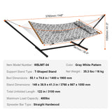 VEVOR Two Person Hammock with Stand Included Heavy Duty 480lb Capacity, Double Hammock with 12 FT Steel Stand and Portable Carrying Bag and Pillow, Freestanding Hammock for Outdoor Patio Yard Beach - Close-Up Angle