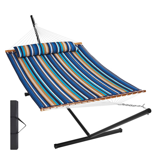 VEVOR Double Quilted Fabric Hammock Two Person Hammock with Stand 480lb Capacity