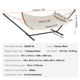 VEVOR Two Person Hammock with Stand Included, Double Hammock with Curved Spreader Bar and Detachable Pillow and Portable Carrying Bag, Perfect for Outdoor Freestanding Hammock, 480lb Capacity - Close-Up Angle