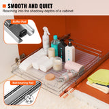 VEVOR 34x53 cm Pull Out Cabinet Organizer, Heavy Duty Slide Out Pantry Shelves, Chrome-Plated Steel Roll Out Drawers, Sliding Drawer Storage for Home, Inside Kitchen Cabinet, Bathroom, Under Sink - Side View