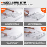 VEVOR 34x53 cm Pull Out Cabinet Organizer, Heavy Duty Slide Out Pantry Shelves, Chrome-Plated Steel Roll Out Drawers, Sliding Drawer Storage for Home, Inside Kitchen Cabinet, Bathroom, Under Sink - 45-Degree Angle