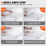 VEVOR Pull Out Cabinet Under Sink Organizer 20 x 21 Inch Wire Drawer Basket - 45-Degree Angle