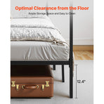 Full Size Canopy Bed Frame, Metal Canopy Bed with Four Posters Design, Heavy Duty Steel Slats Support, Underbed Storage Space, No Box Spring Needed, Easy Assembly, Black