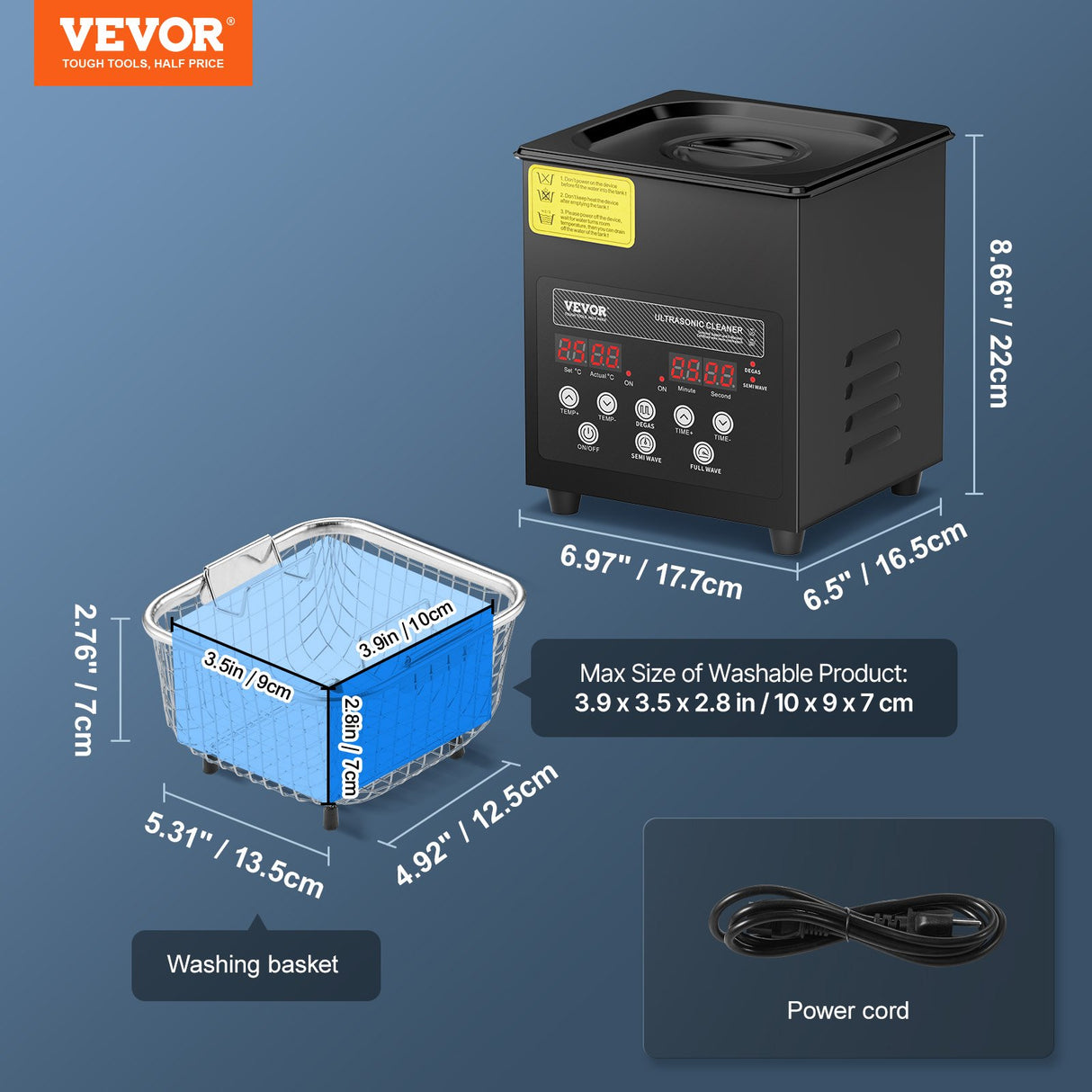 2L Ultra Sonic Cleaner Cleaning Machine with Basket Heater and Timer 60W