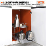 VEVOR 2-Tier Wire Pull Out Cabinet Under Sink Organizer 14x21 Inch Drawer Basket - Front View