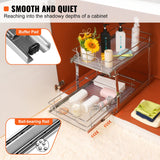 VEVOR 2-Tier Wire Pull Out Cabinet Under Sink Organizer 14x21 Inch Drawer Basket - Side View