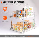 VEVOR 2-Tier Wire Pull Out Cabinet Under Sink Organizer 14x21 Inch Drawer Basket - Top-Down View