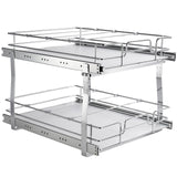 2 Tier 20"Wx21"Dx15"H Pull Out Cabinet Organizer, Heavy Duty Slide Out Pantry Shelves, Steel Roll Out Drawers, Sliding Drawer Storage for Home, 21.5"Wx22"Dx18"H Install Size for Cabinet
