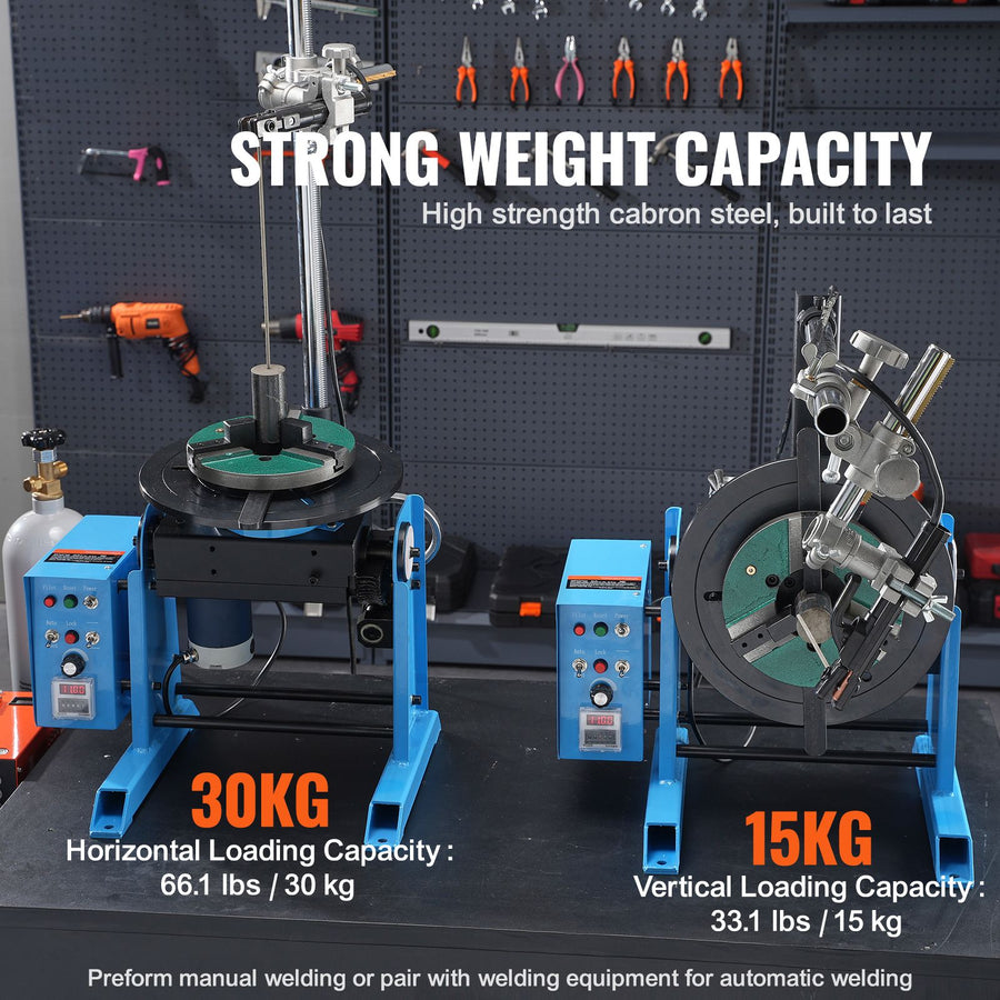 Rotary Welding Positioner 30KG, 0-90° Welding Positioning Turntable Table 1-12RPM 80W, with 12.4 Inch 3-Jaw, image 2