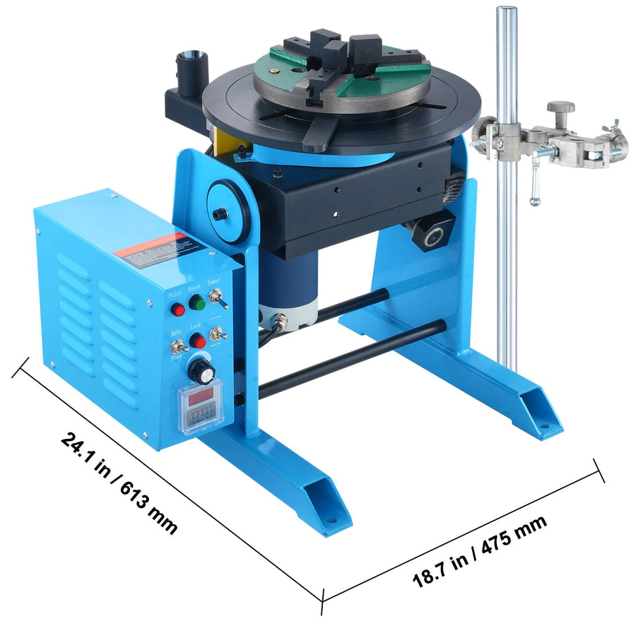 Rotary Welding Positioner 30KG, 0-90° Welding Positioning Turntable Table 1-12RPM 80W, with 12.4 Inch 3-Jaw, image 8