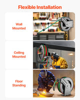 Retractable Welding Hose Reel 1/4 in x 50FT Oxygen Acetylene Rubber Hose R Grade