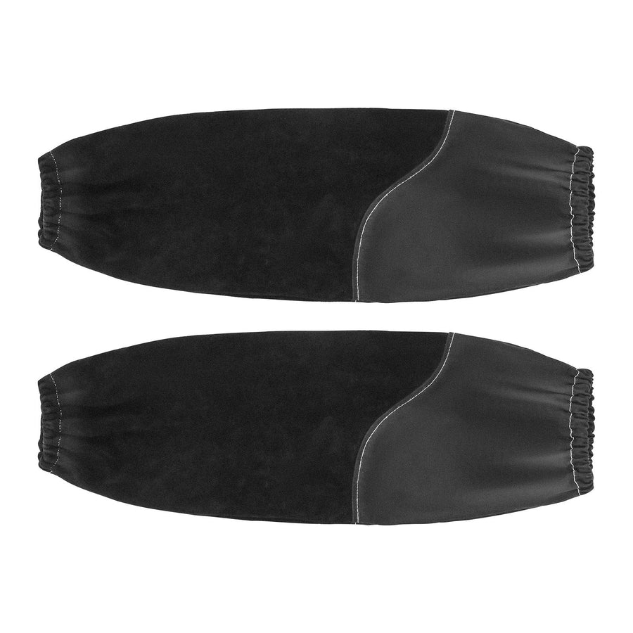 Flame Resistant Welding Work Sleeves, Heavy Duty Cowhide Leather & FR Cotton Arm Protection Sleeves for Men Women - with Elastic Cuffs for Welding, Blacksmithing, Woodworking