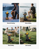 VEVOR Camping Rocket Stove, Wood Burning Portable Rocket Stove with Carrying Bag for Backpacking, Carbon Steel, Burn Wood, Twigs or Sticks for Outdoor Cooking, Backyard, Camp Cooking, Heating, Black - Side View