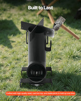 VEVOR Camping Rocket Stove, Wood Burning Portable Rocket Stove with Carrying Bag for Backpacking, Carbon Steel, Burn Wood, Twigs or Sticks for Outdoor Cooking, Backyard, Camp Cooking, Heating, Black - Top-Down View