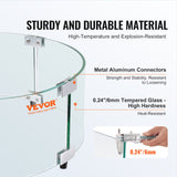 VEVOR Fire Pit Wind Guard, 740 x 214mm Round Glass Flame Shield, 6mm Thick Fire Table Accessory, Clear Tempered Glass Flame Guard for Propane, Gas, Outdoor, Patio, Backyard - Side View
