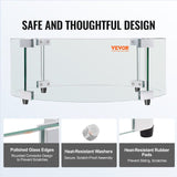 VEVOR Fire Pit Wind Guard, 740 x 214mm Round Glass Flame Shield, 6mm Thick Fire Table Accessory, Clear Tempered Glass Flame Guard for Propane, Gas, Outdoor, Patio, Backyard - 45-Degree Angle